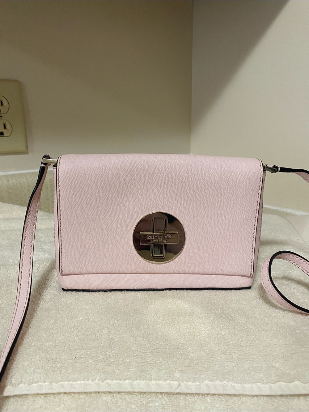 kate spade Blush Pink Leather Crossbody with Gold Turn-Lock